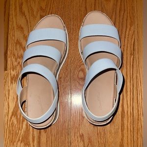 White and Tan Wedge Sandal